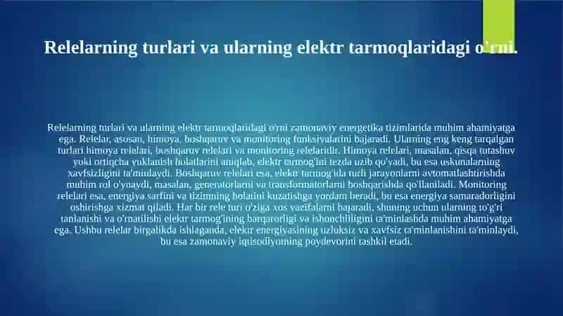 TOK TRANSFORMATORLARI VA RELELARNING ULANISH SXEMALARINI TEKSHIRISH 4
