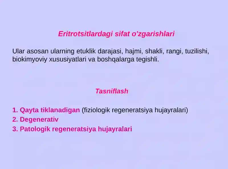 Simptomatik eritrotsitlar 4