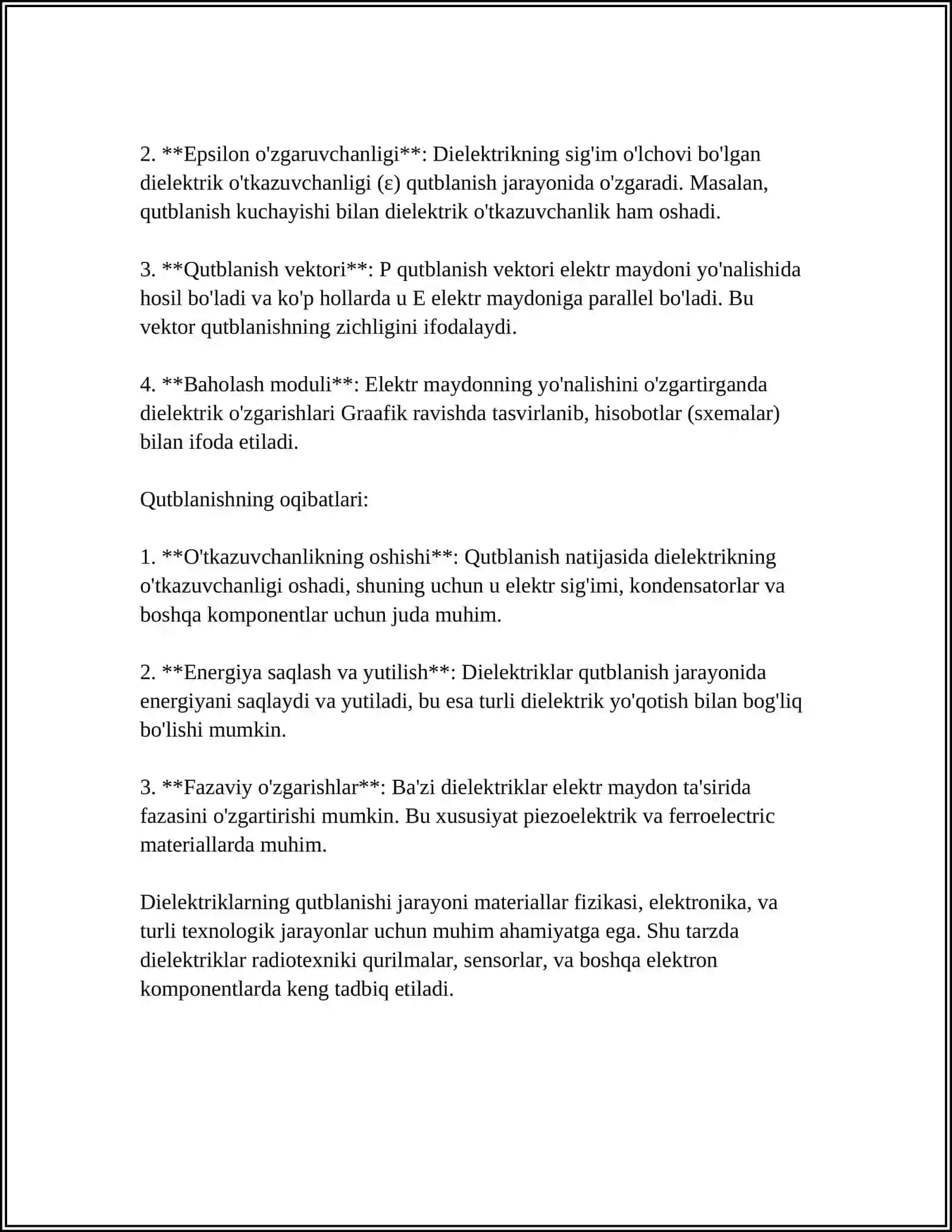 DIELEKTRIKLARNING QUTBLANISHI 4
