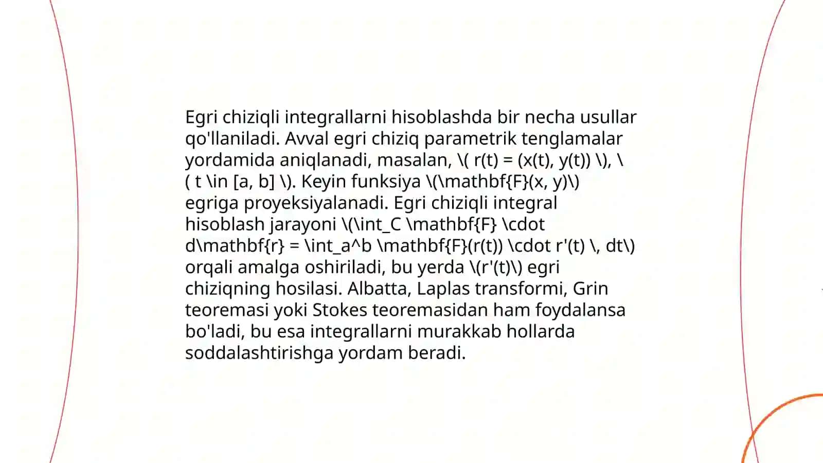 Egri chiziqli integrallarni hisoblash 4