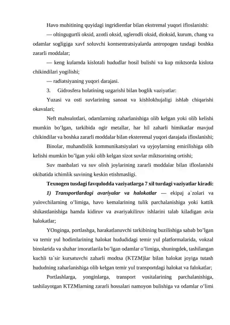 . Turli vazirlik va idoralarning fuqaro muhofazasi bo’yicha vakolatlari 4