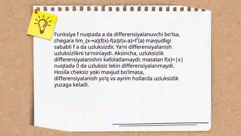 Funksiyaning differensiyasi va differensiyalanuvchisi 4
