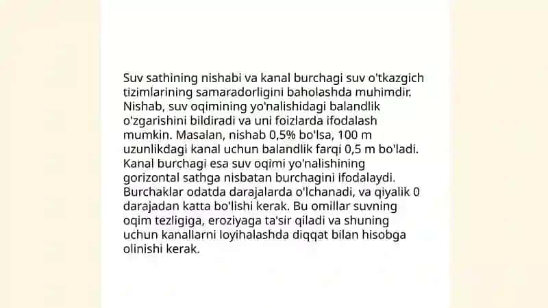 Suvg‘orish kanallarining gidravlik hisobi 4