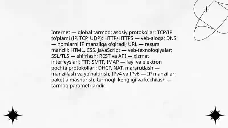 Kompyuter tarmoqlari va kommunikatsiya texnologiyalari 4
