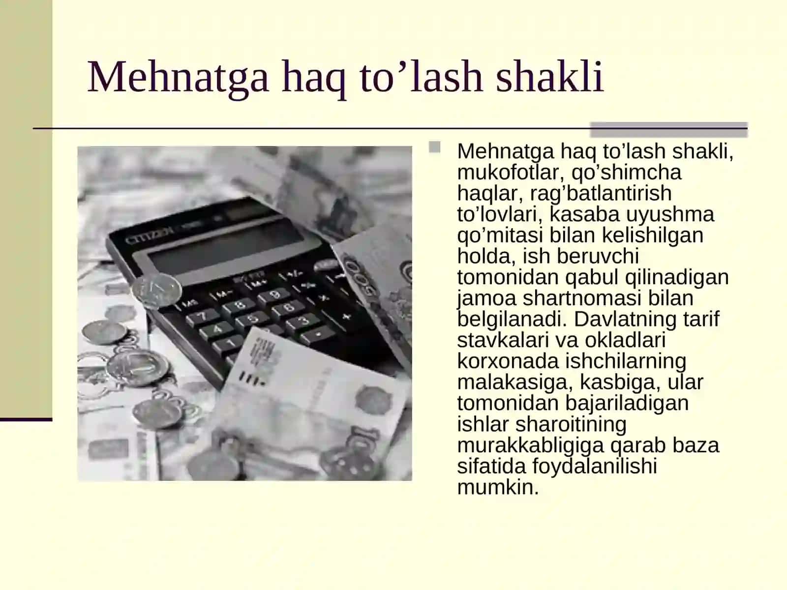 Ishchi haqi shakllari. Ish haqi sistemalari 4