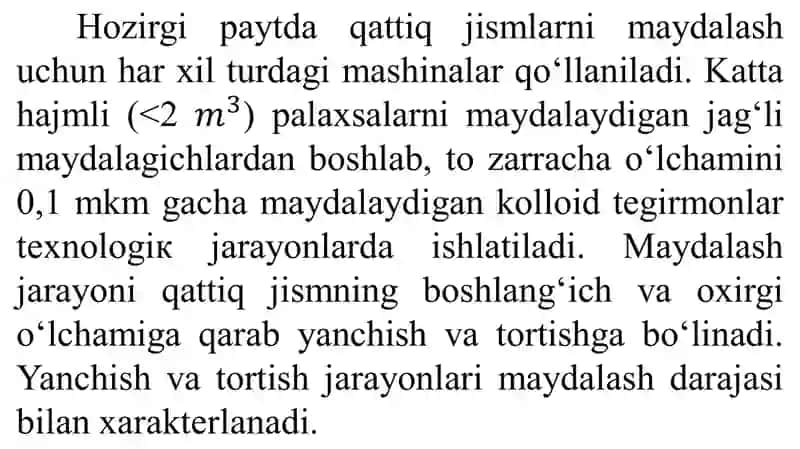 Qattiq materiallarni maydalashning maxsus usullari 4