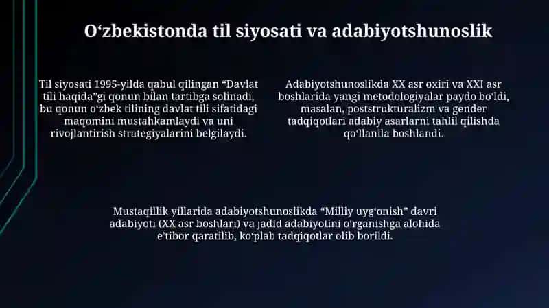 O'zbekistonning eng yangi tarixidan filologiya 4