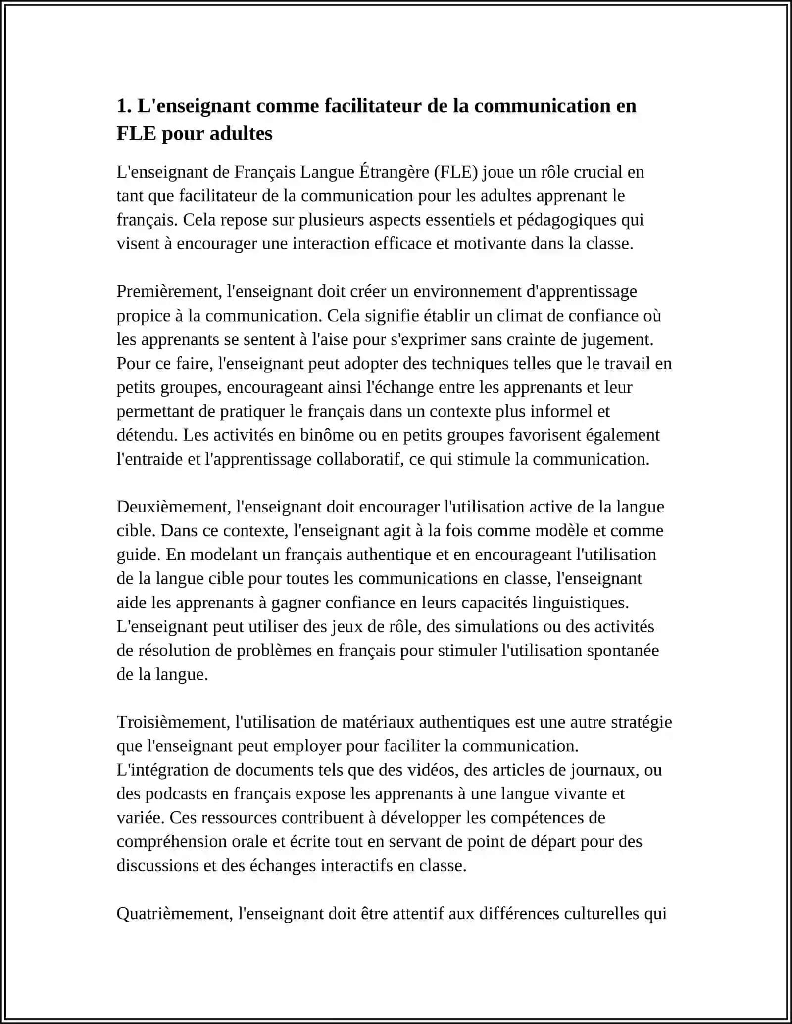 LE RÔLE DE L’ENSEIGNANT DANS LA CLASSE DE FLE POUR ADULTES 4