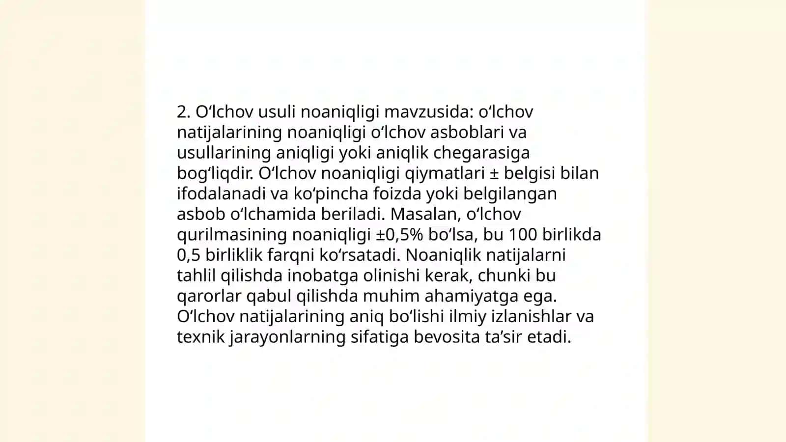 Oʻlchov noaniqligini baholash 4