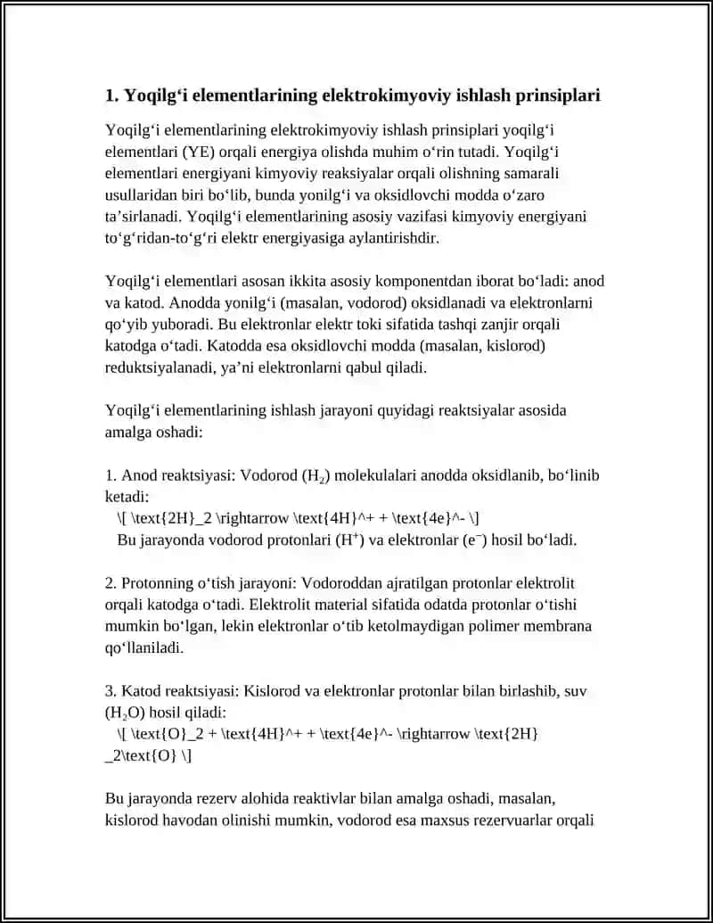 Yoqilgʻi Elementlari Elektrokimyoviy Usulda Energiya Olish Usullari 4