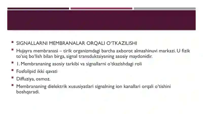 Signallarni membranalar orqali o‘tkazilishi 4