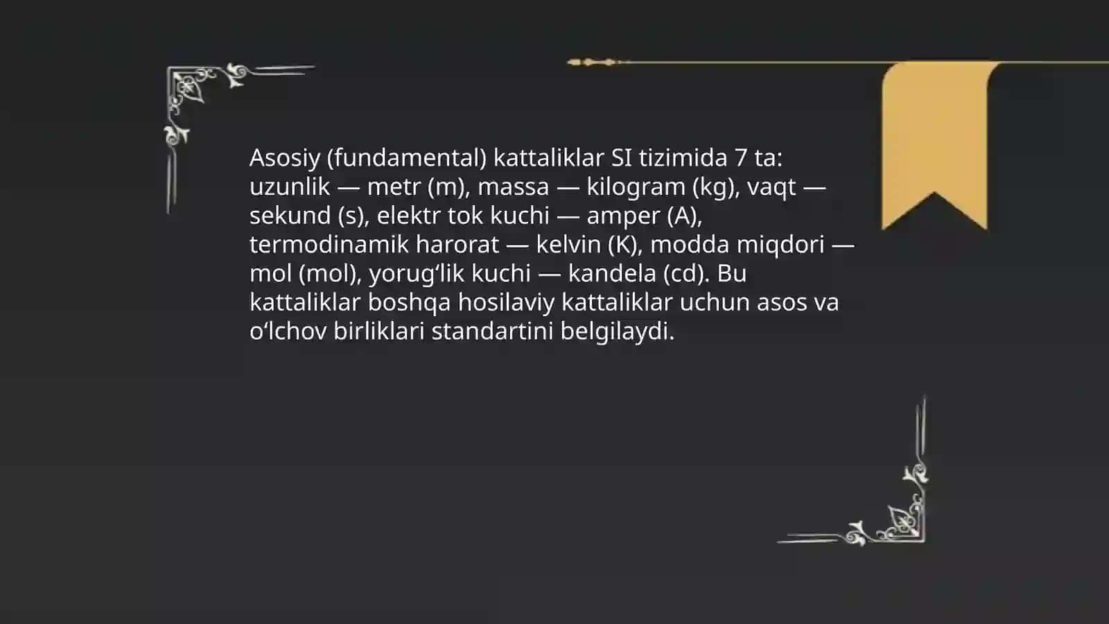 Kattaliklar ularning turlari va birliklari 4