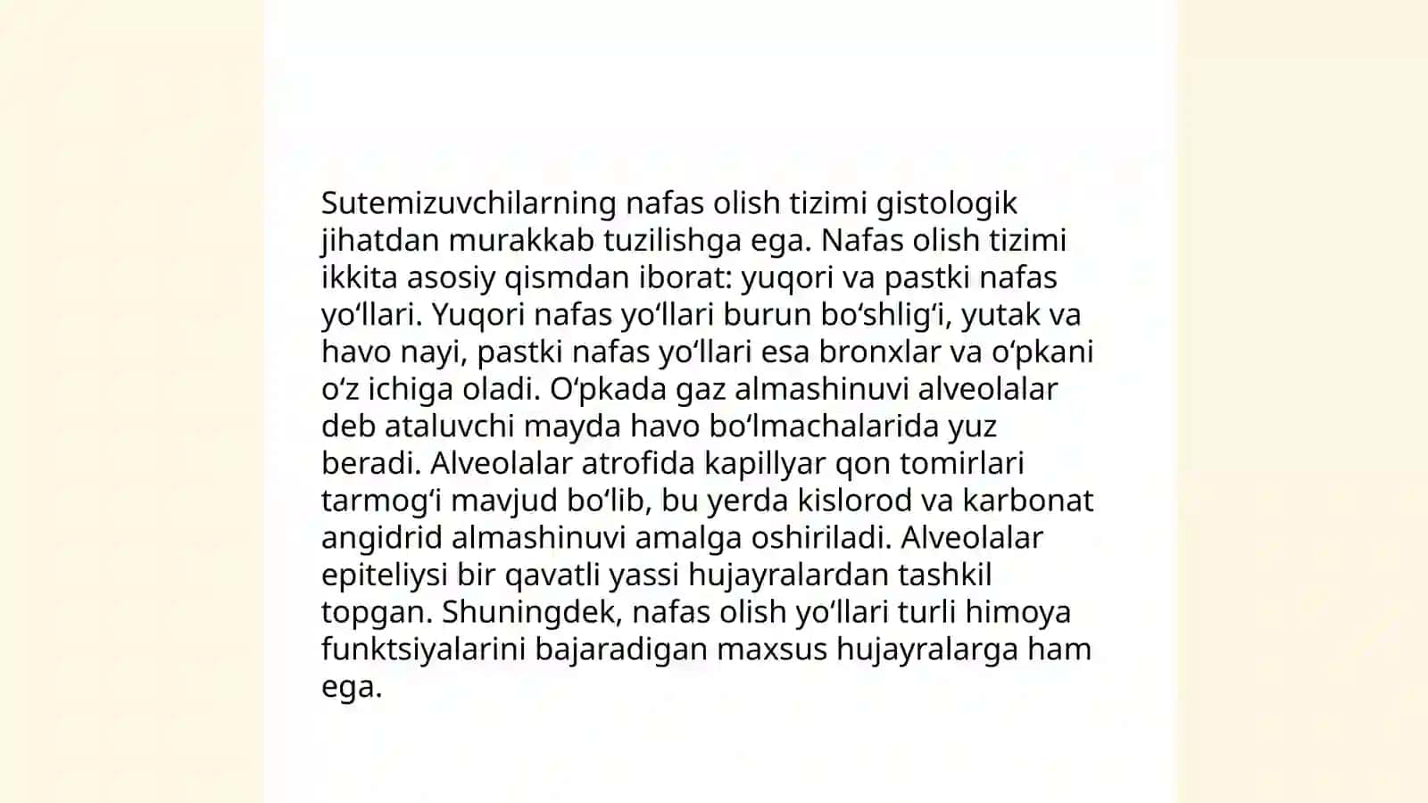 Nafas olish tizimining evolyutsiyasi 4
