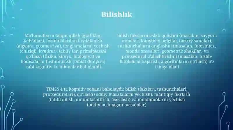 TIMSS xalqaro baholash dasturi 4