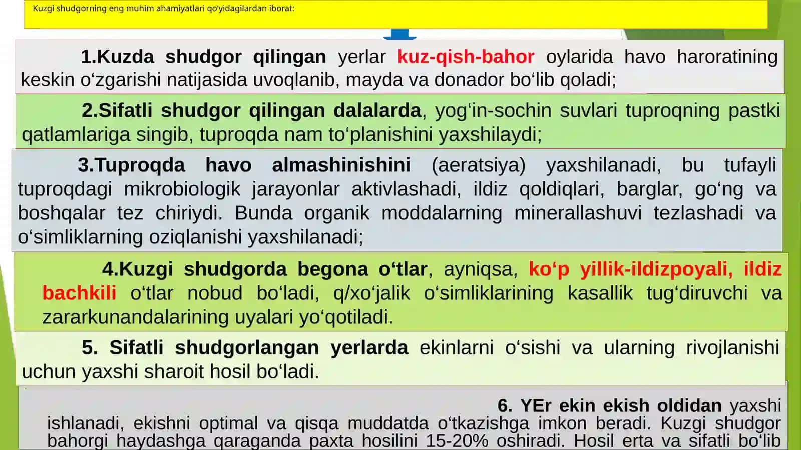 Kuzgi shudgorning ahamiyati 4