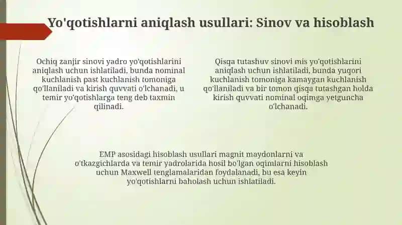 Quvvat transformatorlarini isroflarini hisoblash usullari 4