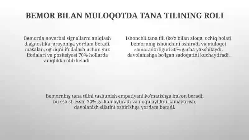 Bemor bilan muloqotda tana tilining ahamiyati va turlari 4