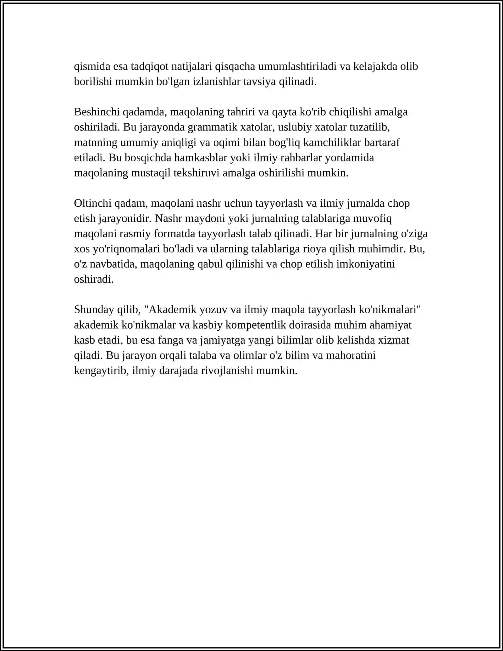 AKADEMIK KO'NIKMALAR VA KASBIY KOMPETENTLIK 4