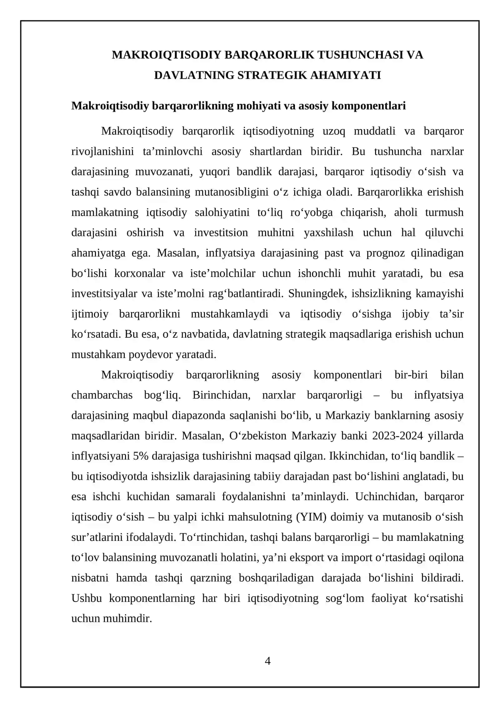 Davlatning makroiqtisodiy barqarorligini taʼminlashdagi roli va instrumentlari 4