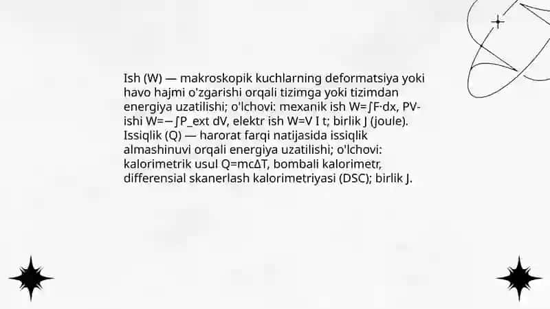 Kimyoviy termodinamikaning tushunchalari va qonunlari 4