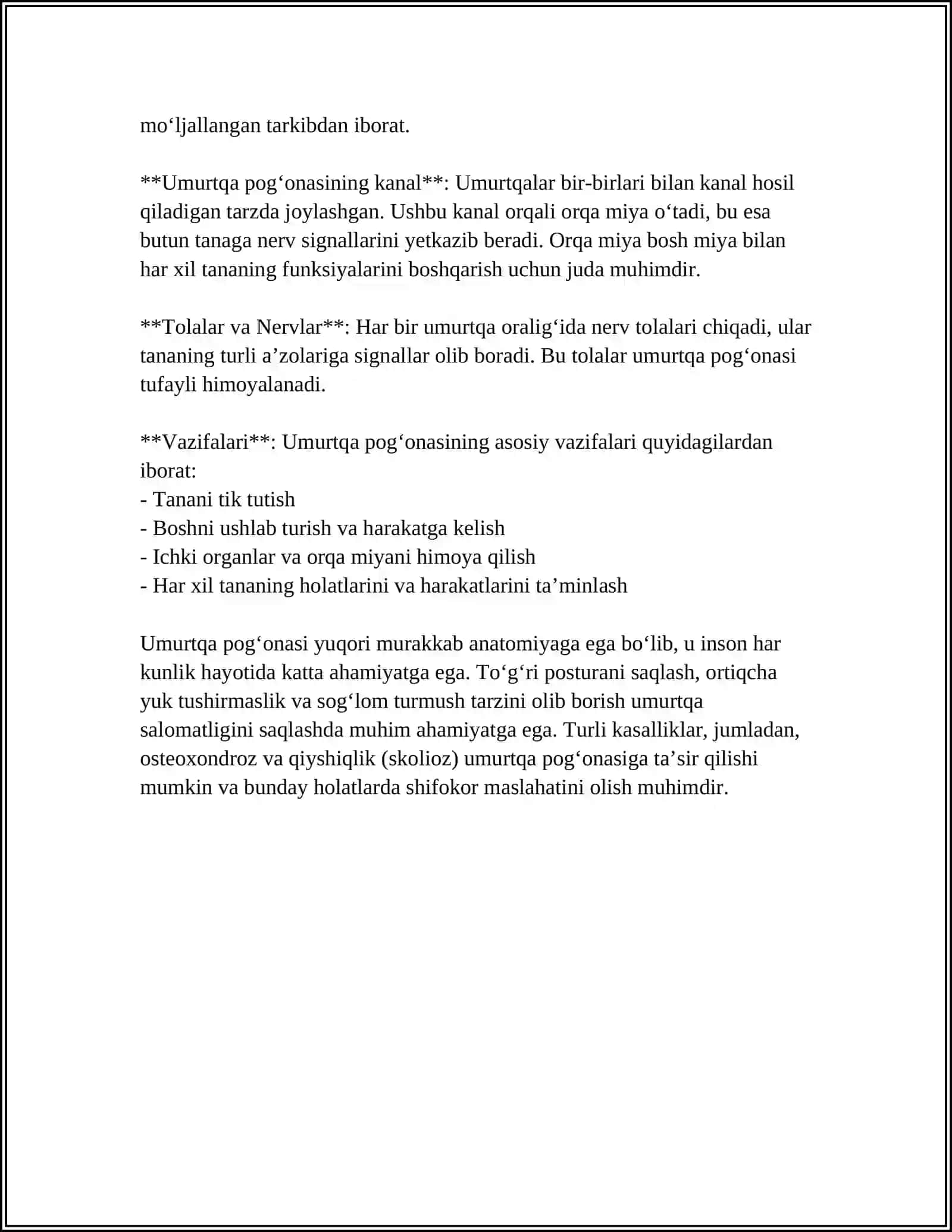 OSTEOLOGIYA.UMURTQA POGʻONASI SUYAKLARI 4