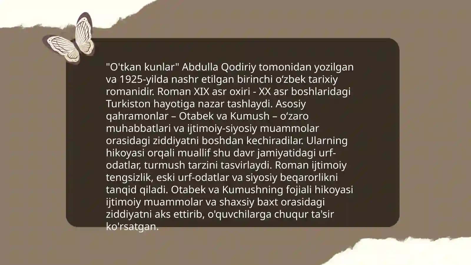 Abdulla Qodiriy "O'tkan kunlar" romani mutolasi 4