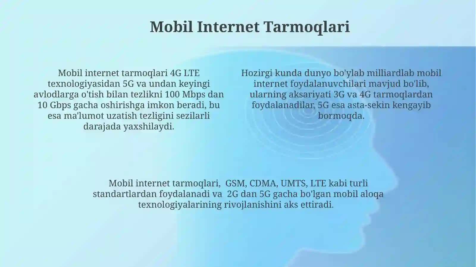 Mobil internet texnalogiyalari 4
