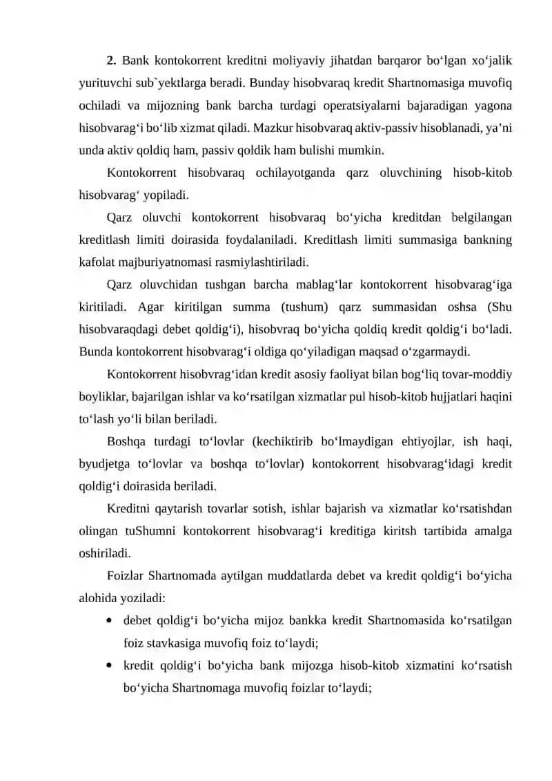 Kontokorrent schetidan kreditlash 4