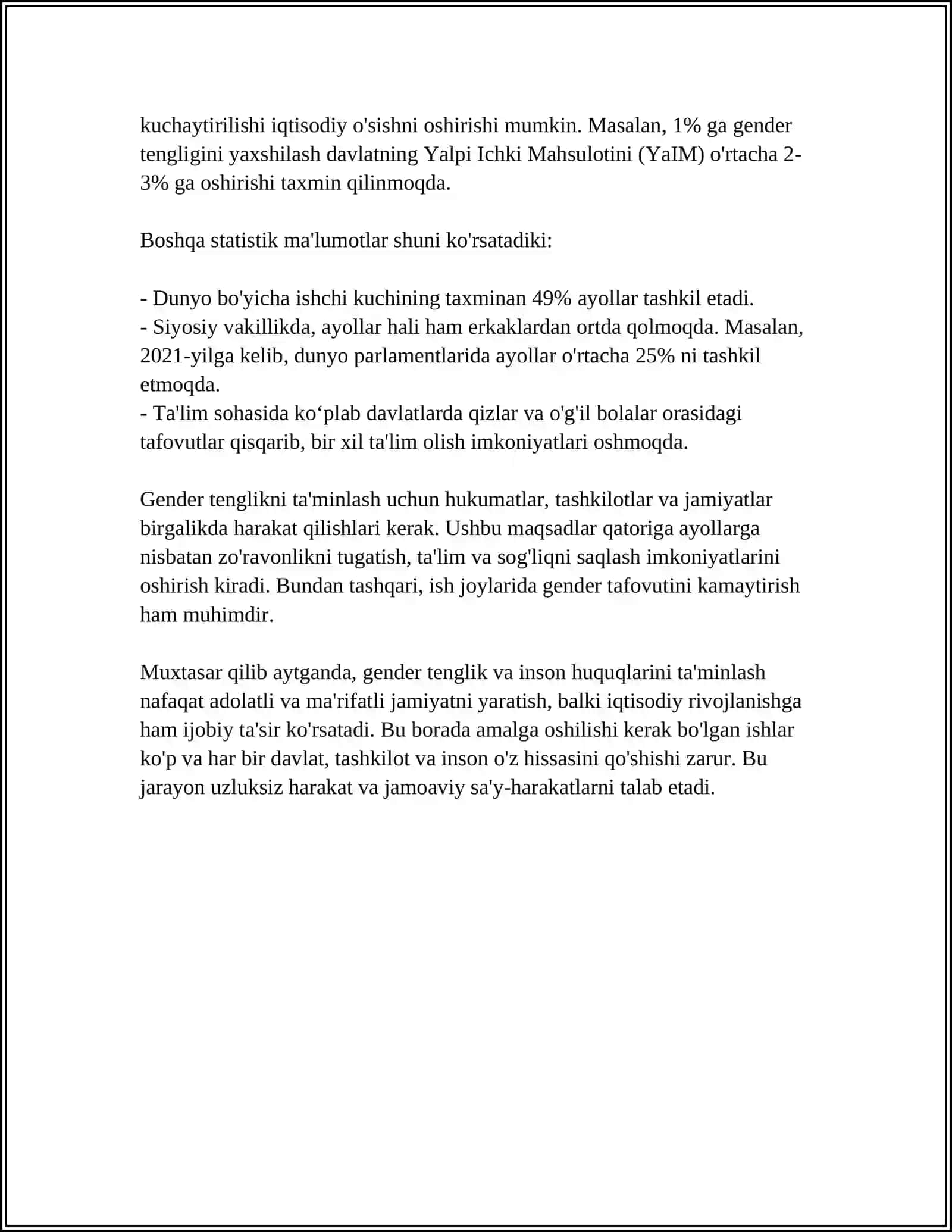 YANGI O‘ZBEKISTONDA GENDER TENGLIGI 4