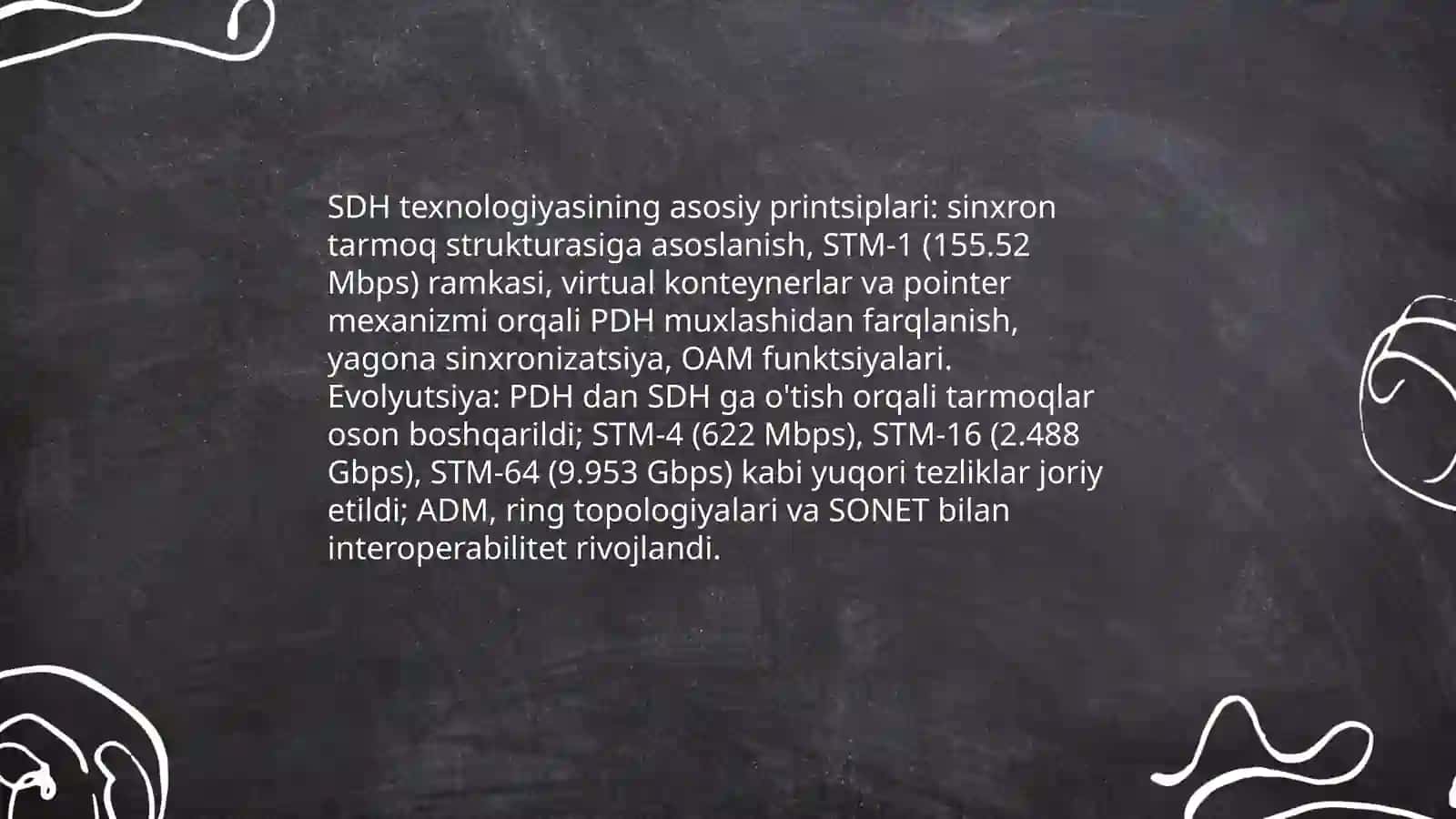 Transport tarmogʻining PDH SDH texnologiyalari 4