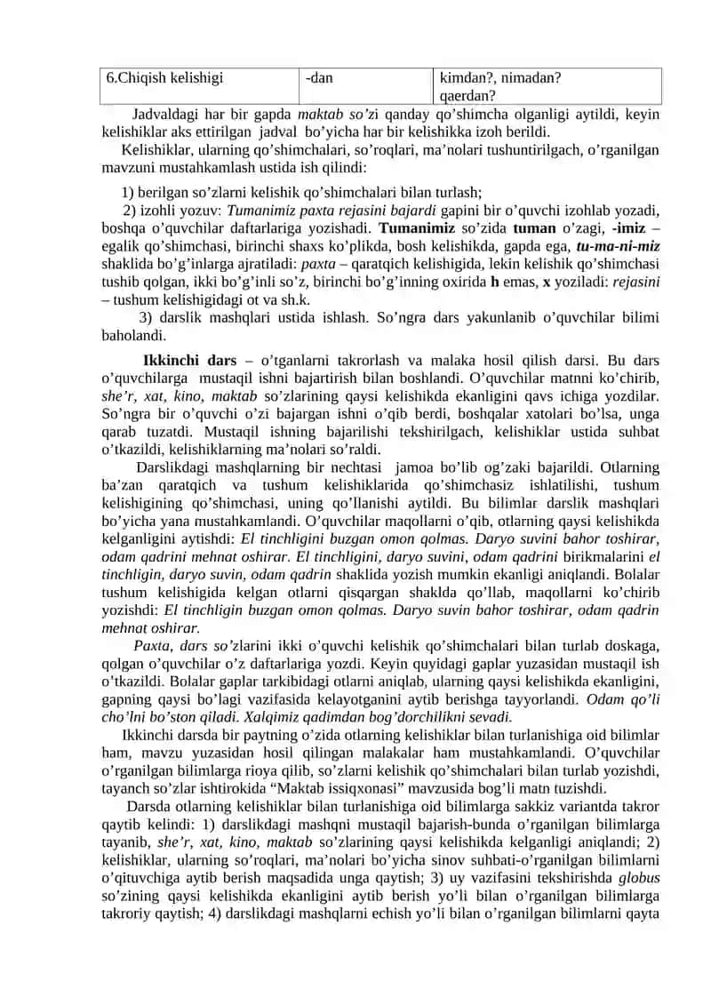 O’tganlarni takrorlash va malaka  hosil qilish darslari 4