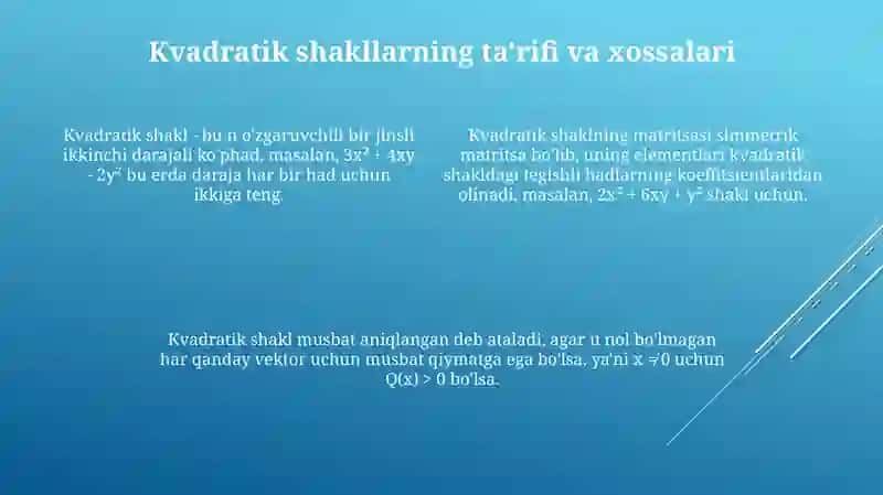 Kvadratik formalarni o'rganish 4