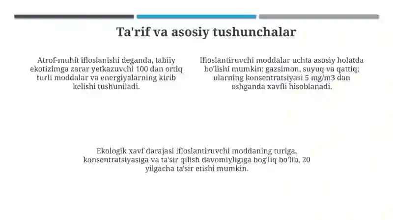 Atrof muhitning ifloslanish sabablari 4