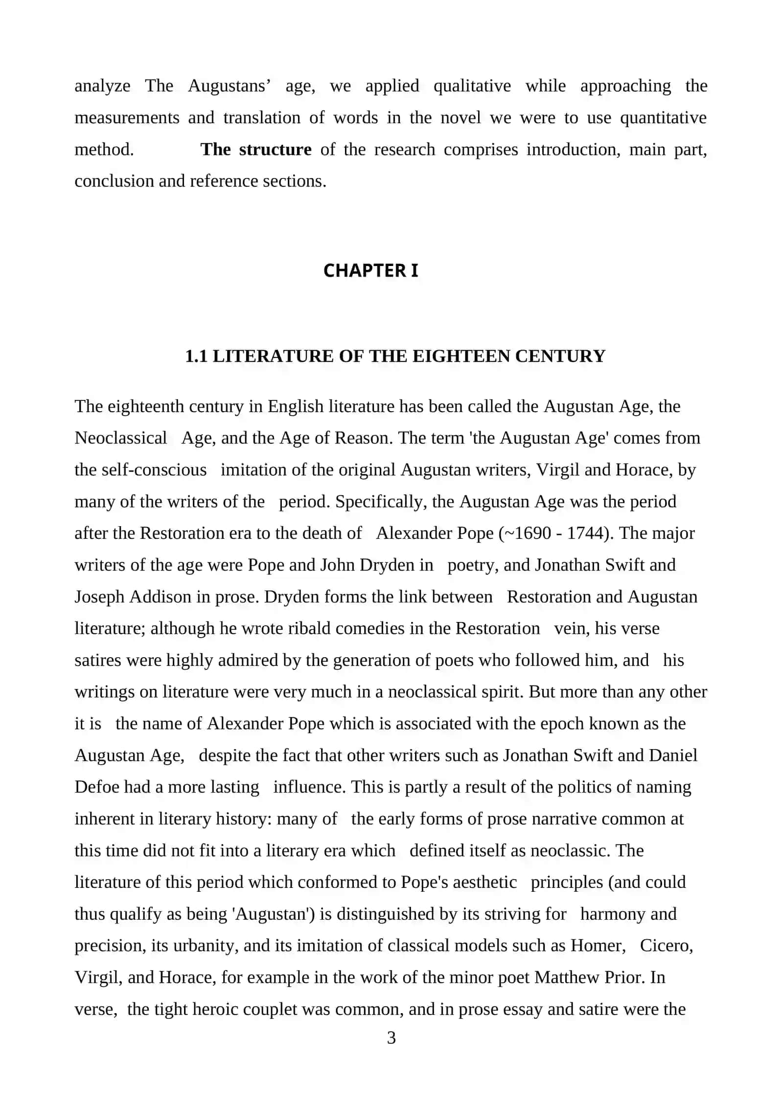 THE ROLE OF THE AUGUSTAN’S AGE IN THE ENGLISH LITERATURE 4