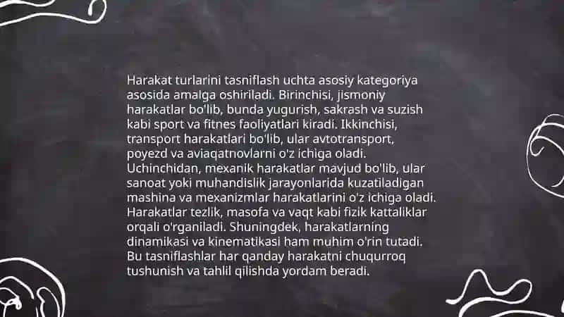 Harakatning koordinatsion murakkabligini va uni aniqlash 4