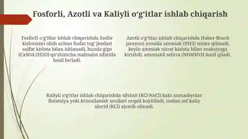 Minral o‘g‘itlar ishlab chiqarish texnalogyasi 4