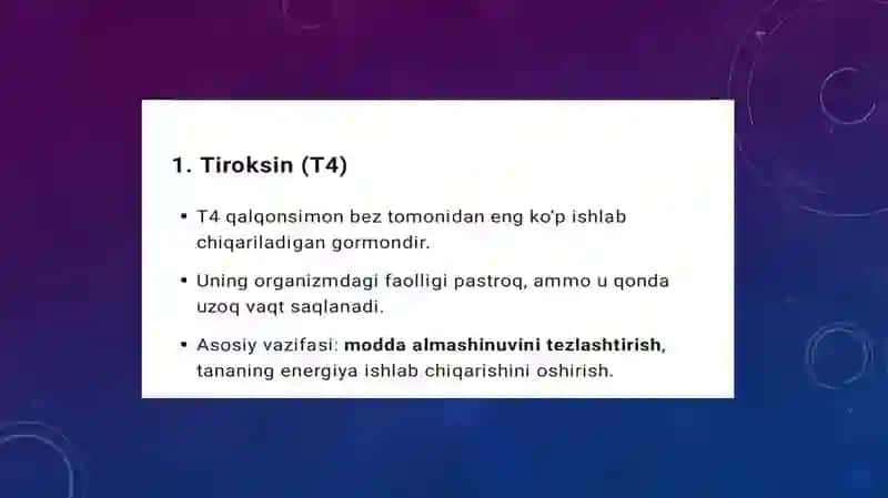 Qalqonsimon bezning gormonal moddalari 4