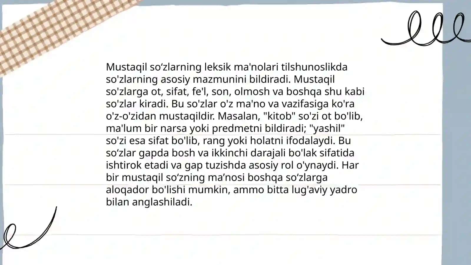 Morfologiya. Mustaqil soʻz 4