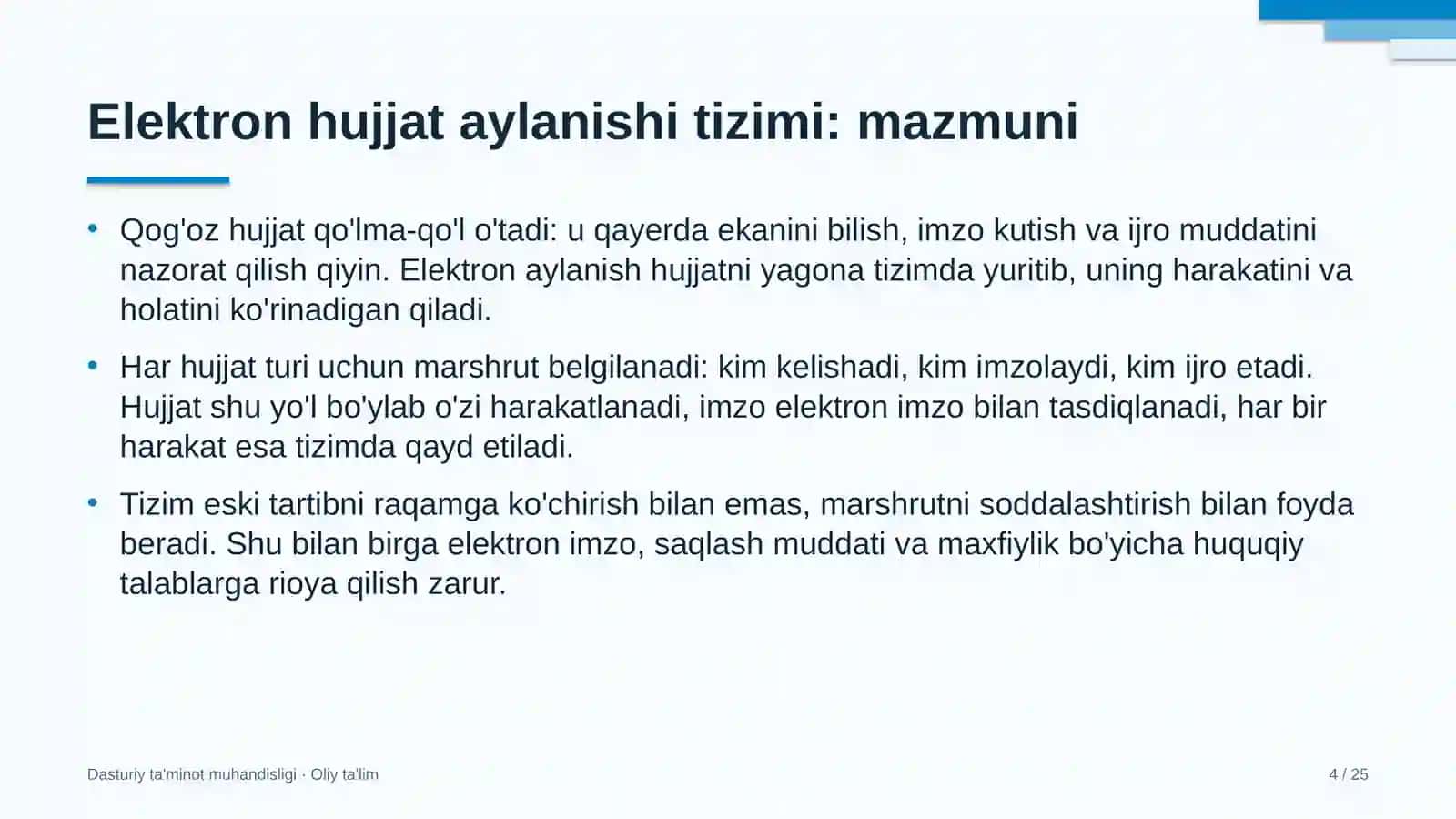 Korporativ axborot tizimlarida elektron hujjat aylanishi tizimini joriy etish 4
