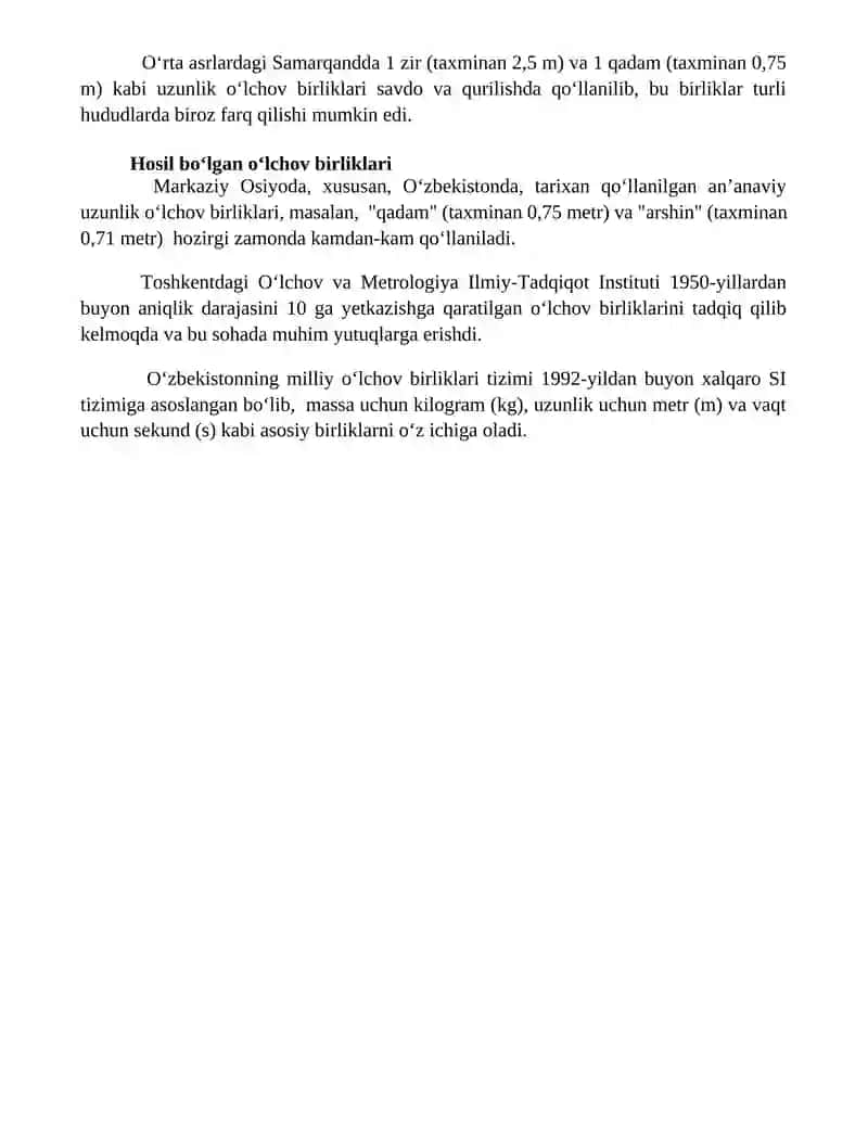 Oʻlchov birliklari haqida esse 4