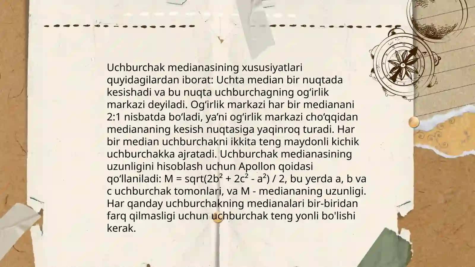 Uchburchak medianasi bissektrisasi 4