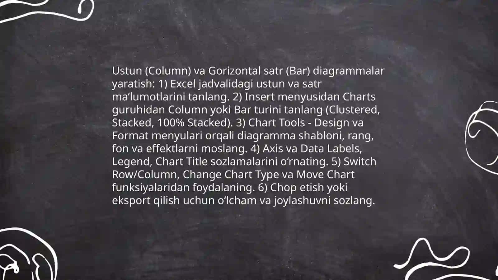 Microsoft Excel dasturida grafik diagrammalar yaratish 4