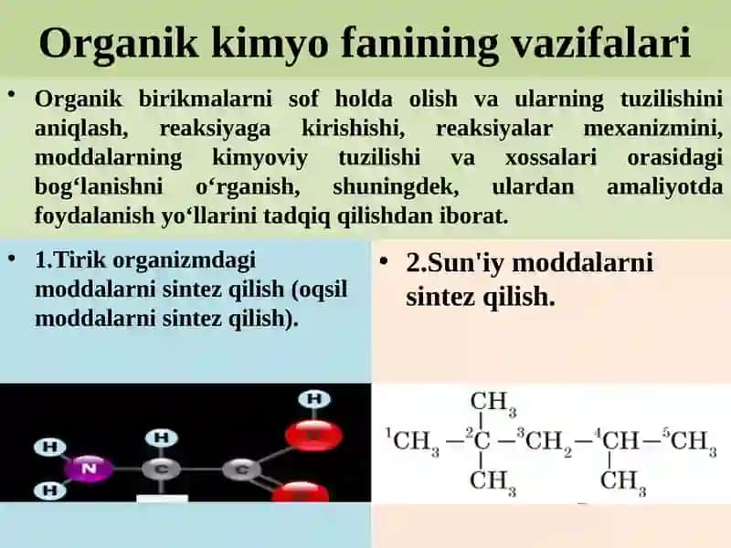Organik kimyo fani va predmeti. 4