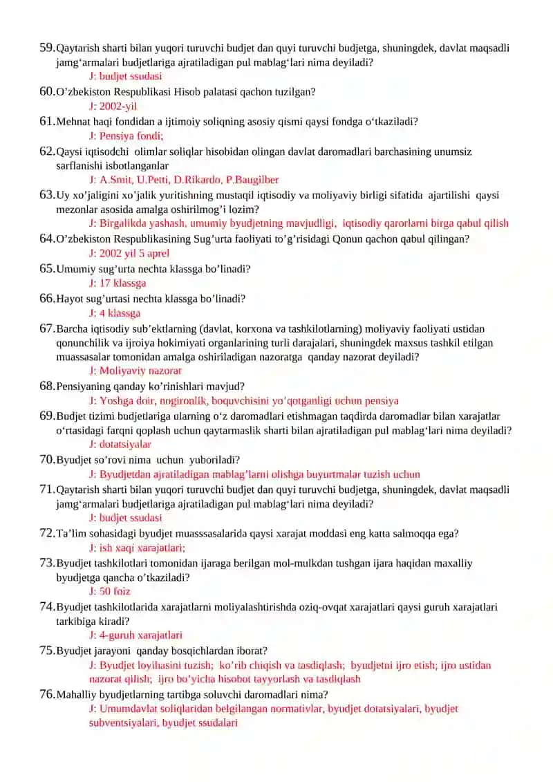Moliya fanidan savollarga javoblar 4