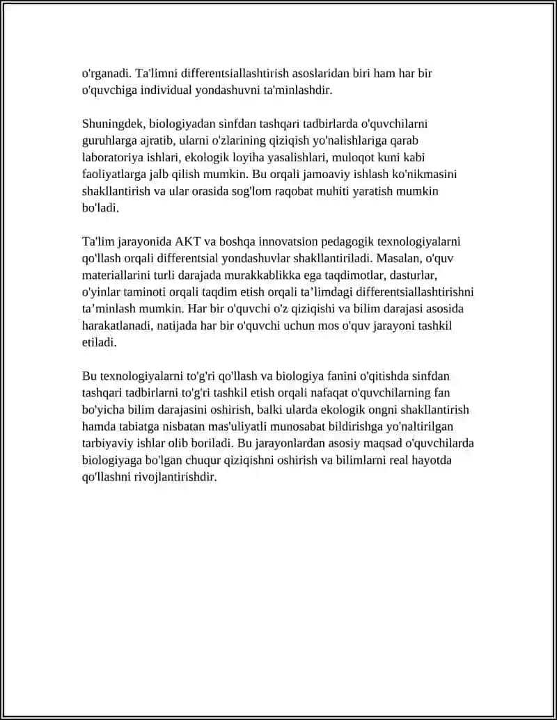 Biologiyadan sinfdan tashqari ishlar tashkil etish 4