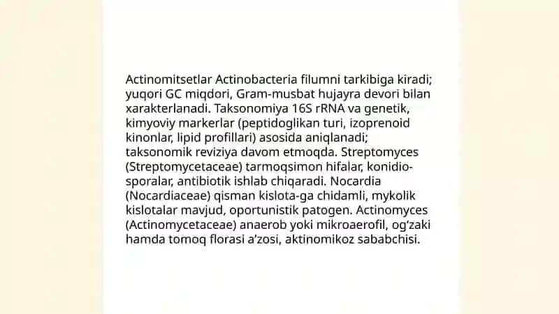 Aktinomitsetlar va ularga yaqin organizmlar 4