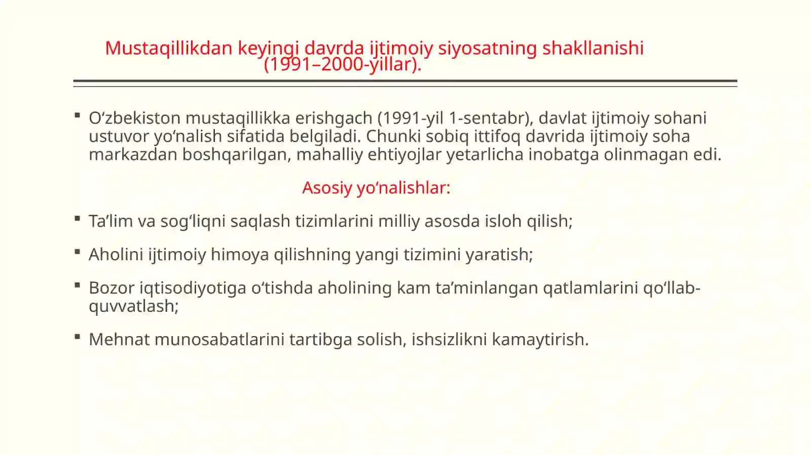O’zbekistoning eng yangi tarix fani 4