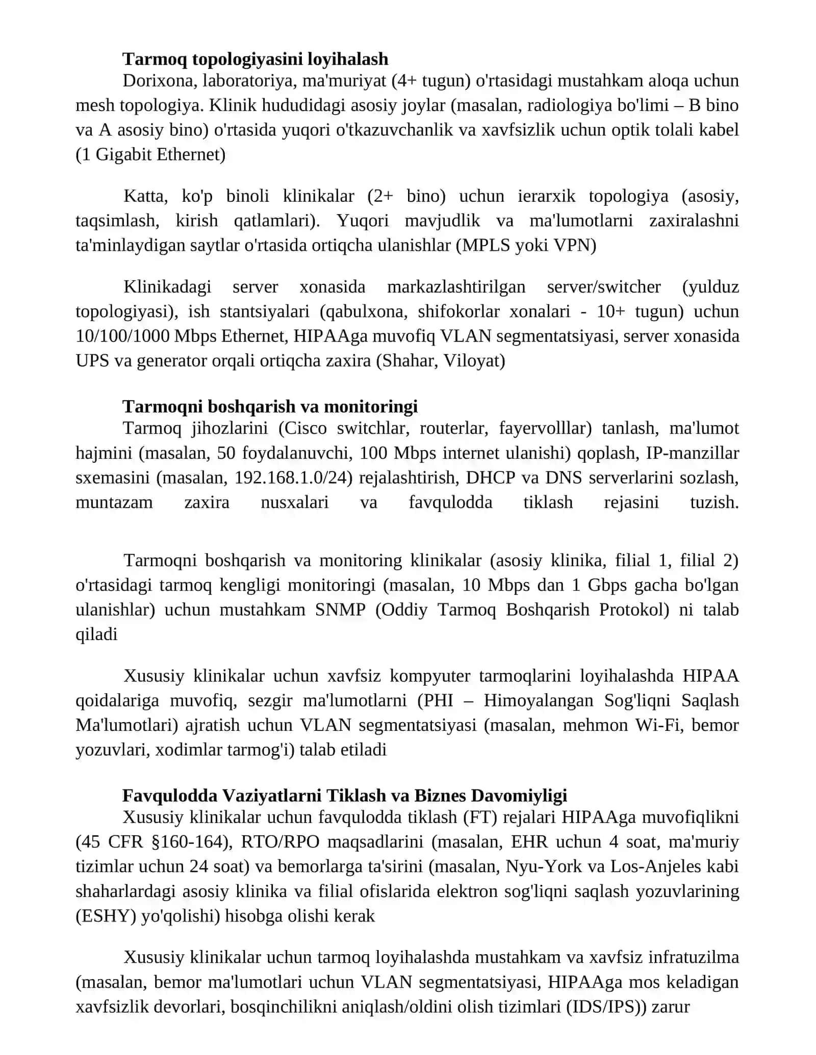 Xususiy shifoxonalar uchun kompyuter tarmoqlarini loyihalash 4