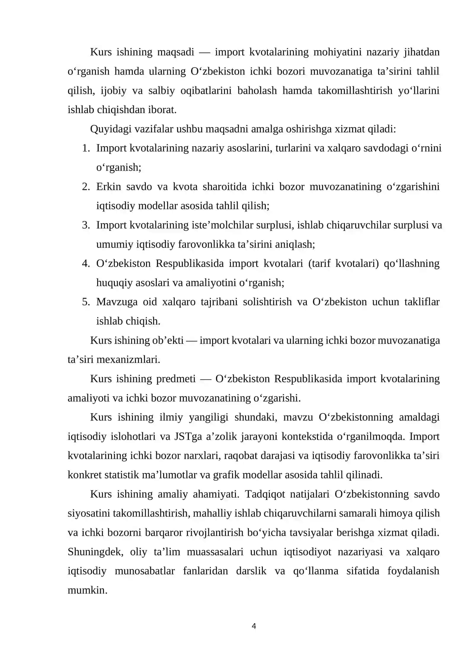Import kvotalari va ichki bozor muvozanati 4