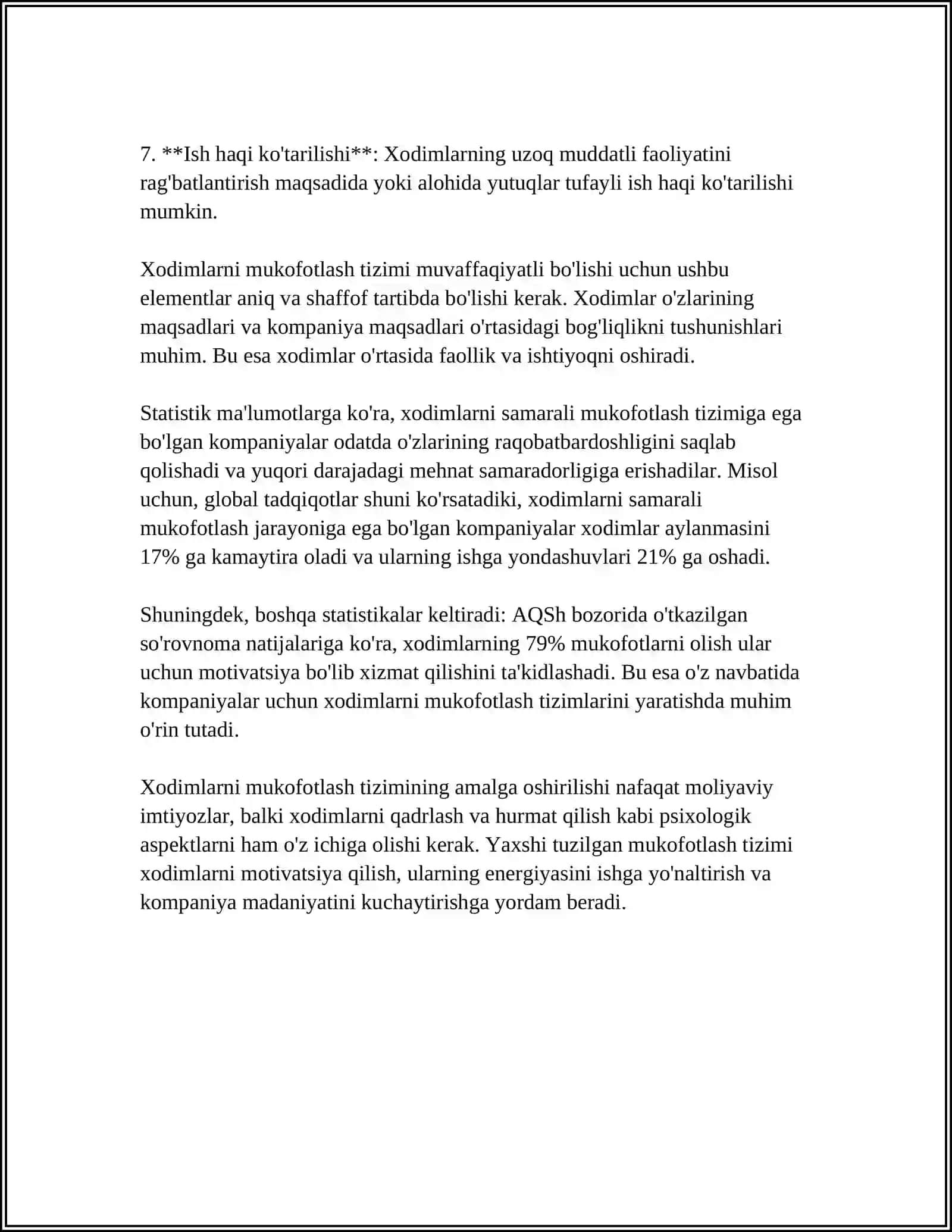 Xodimlarni mukofotlash tizimi 4
